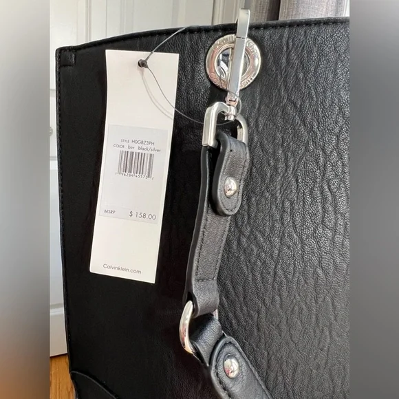 CALVIN KLEIN - purse color black leather with silver hardware. - Picture 3 of 15